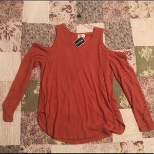 Long sleeve shoulder cut out top